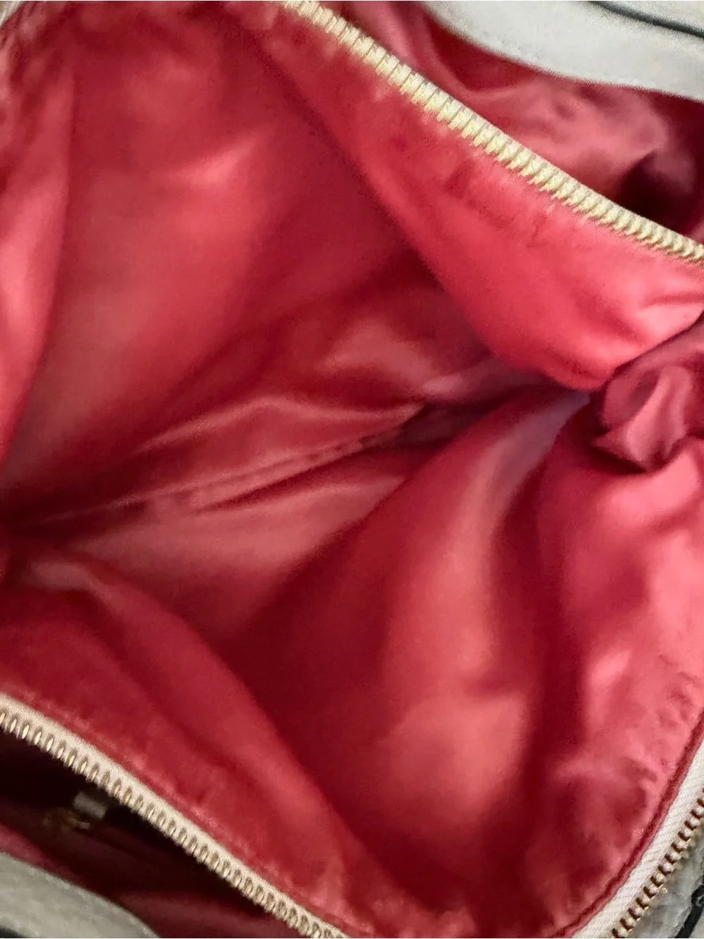 Coach Cream Leather Handbag with Rose-Pink Satin Interior and Gold Snap